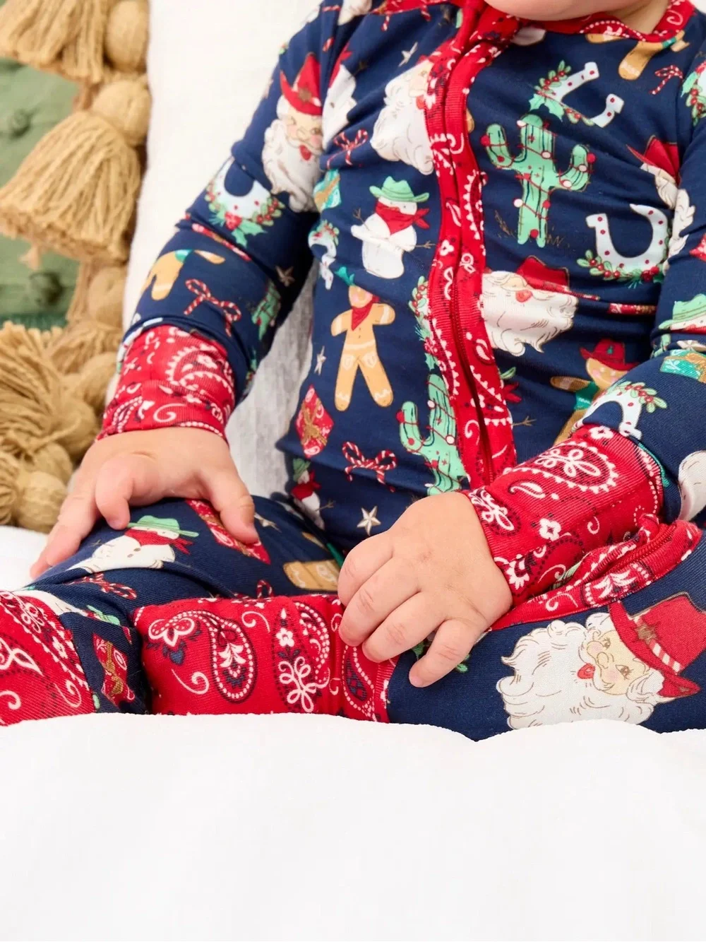 Ruggedbutts SoftSnooze Western Cowboy Santa Convertible Romper 0-3 3-6 6-12